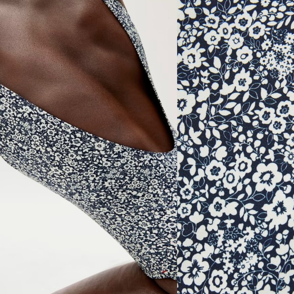 Everlane The Square Neck One Piece Swimsuit In Navy Floral Size XS New - Picture 3 of 13
